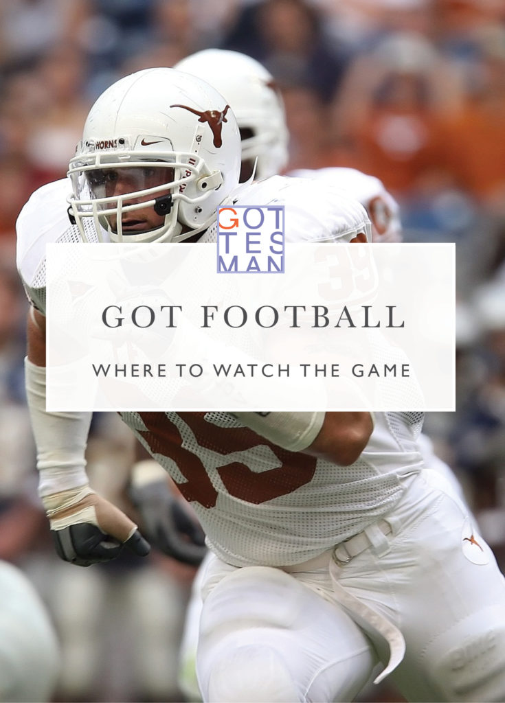 UT football player with text overlay, "Got Football: Where to Watch the Game"