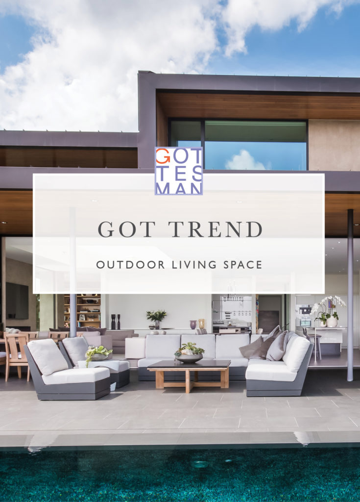 Backyard with text overlay, "Got Trend: Outdoor Living Space"