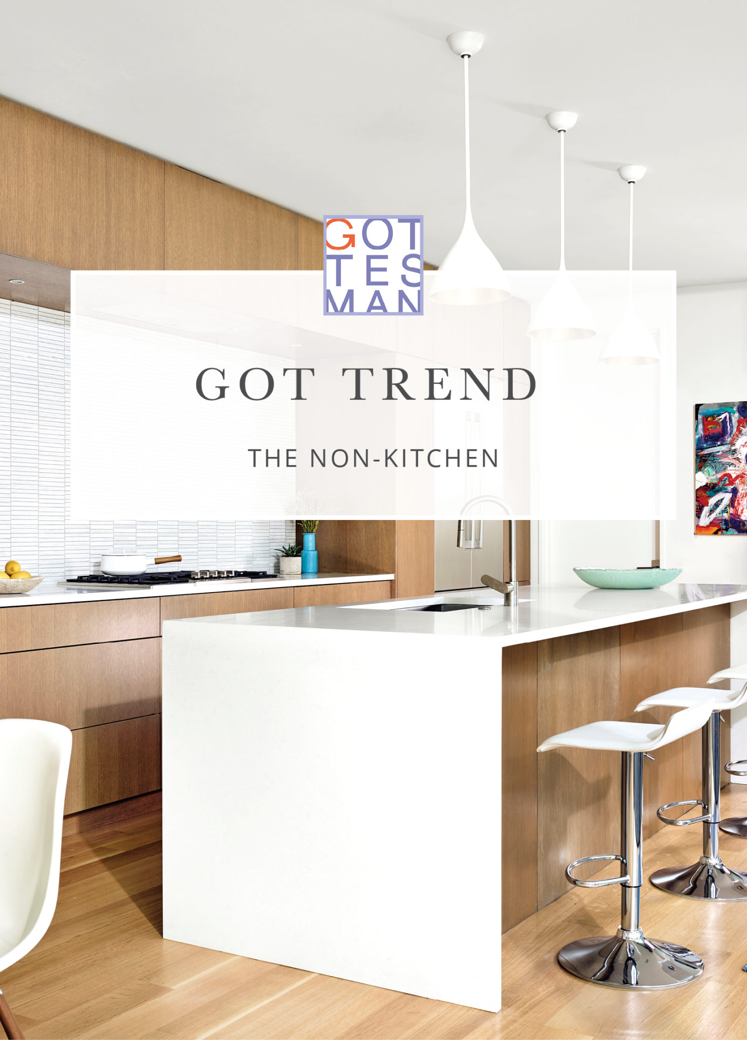 Stylish kitchen with text overlay, "Got Trend" the Non-Kitchen"