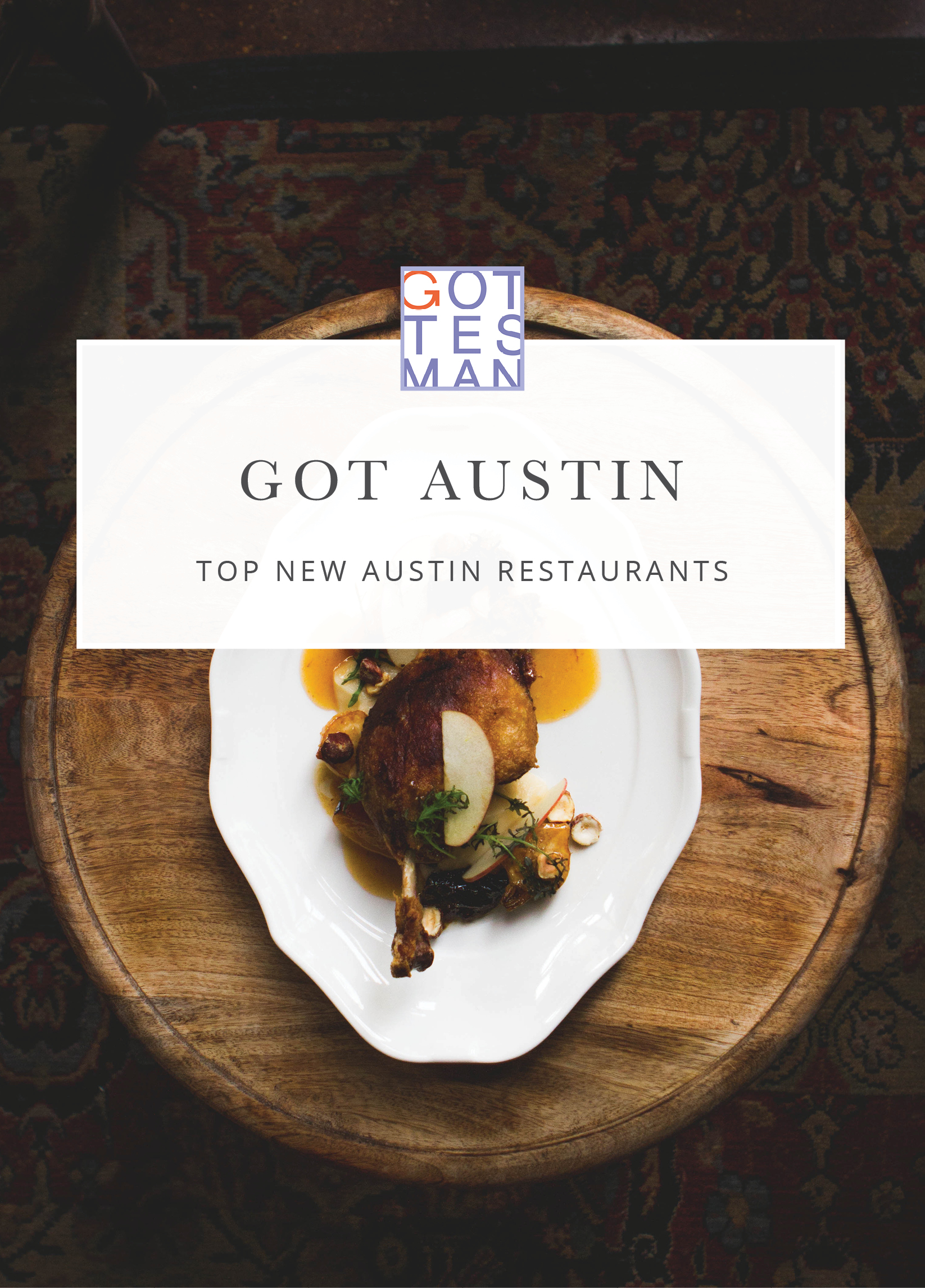 Dish with text overlay, "Got Austin: Top New Austin restaurants"