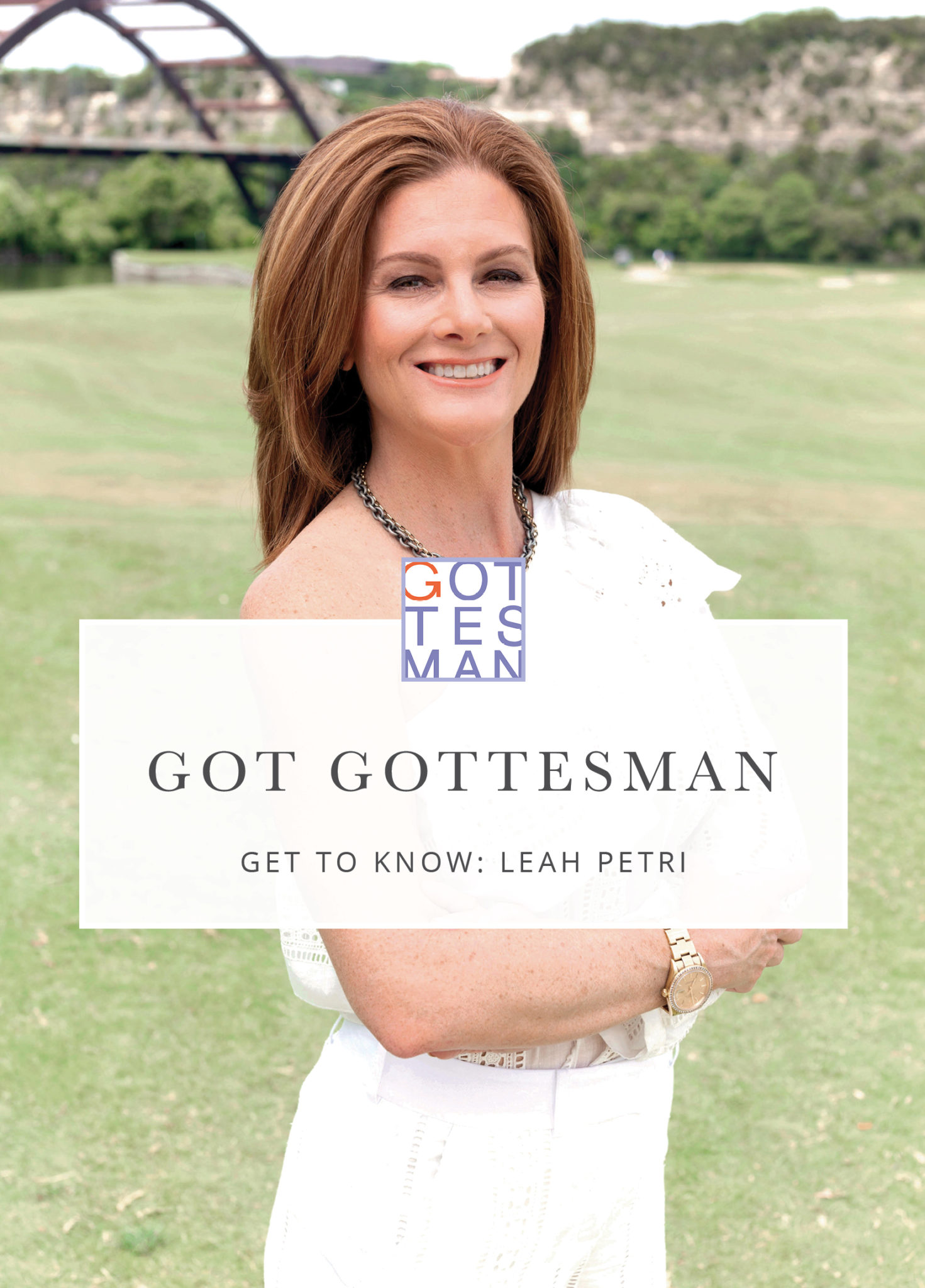 Portrait with text overlay, "Got Gottesman: Get to Know: Leah Petri"