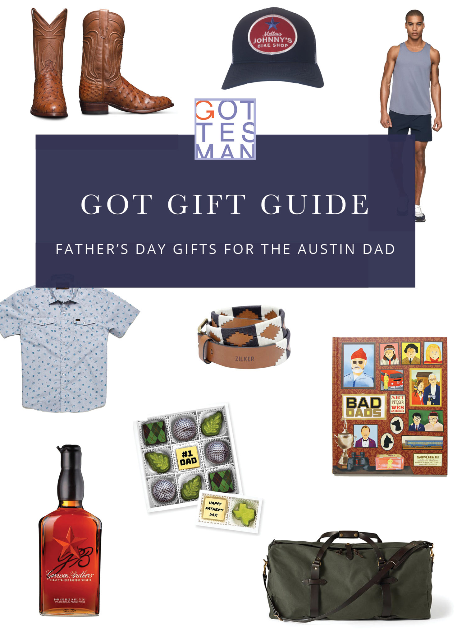 Blog header with text overlay, "Got Gift Guide: Father's Day Gifts for the Austin Dad"