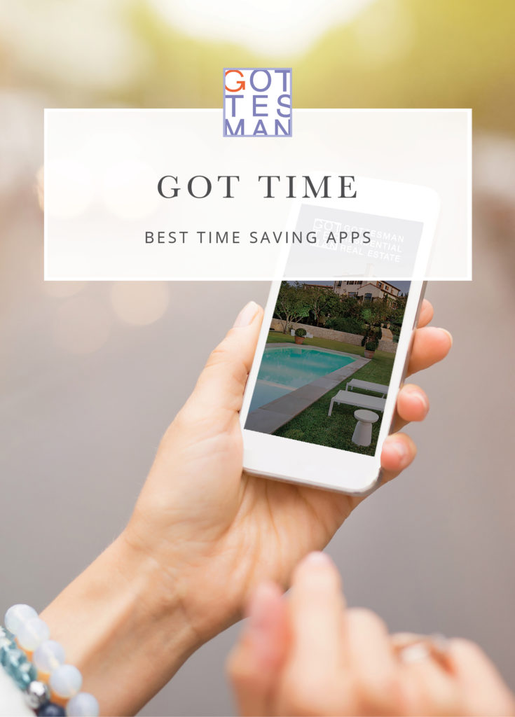 Someone holding a phone with text overlay, "Got Time: Best Time Saving Apps"