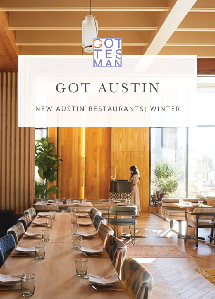 Restaurant with text overlay, "Got Austin: New Austin Restaurants: Winter"